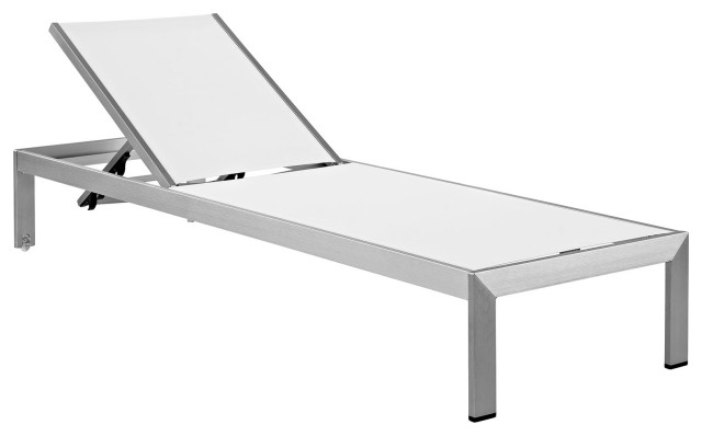 Shore Outdoor Aluminum Mesh Chaise, Silver White