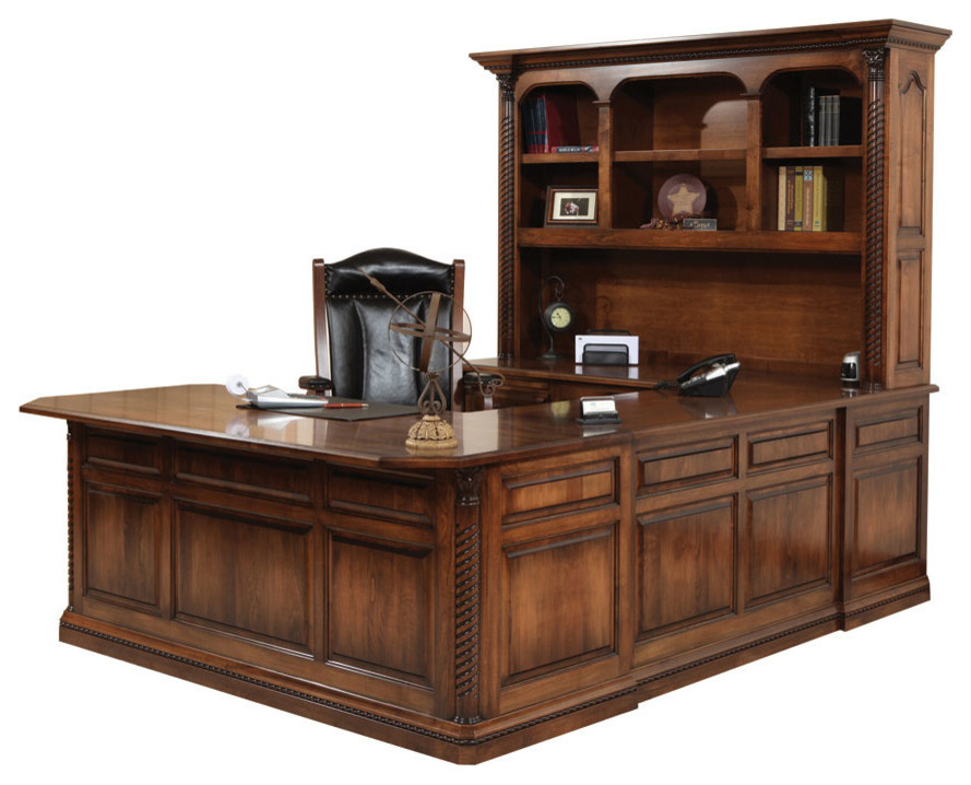 Lexington Office U-Shape Desk and Hutch - Traditional - Desks And