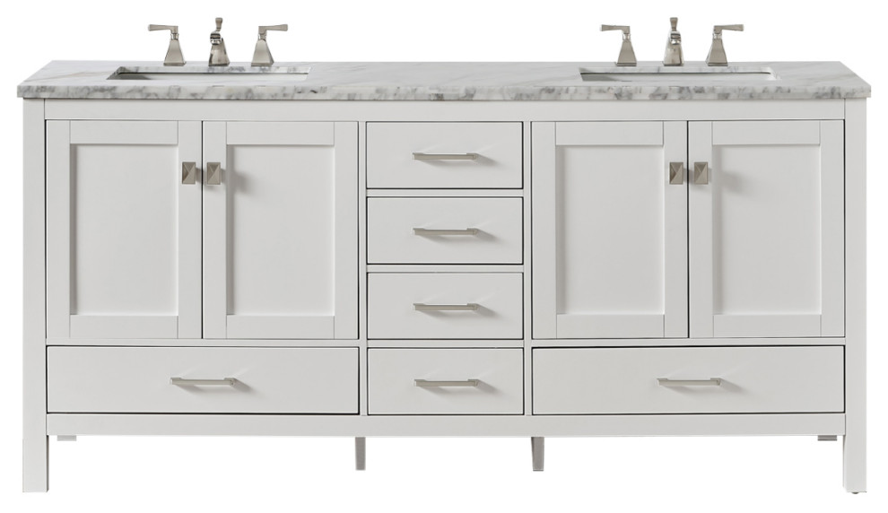 Eviva Aberdeen 84 White Transitional, Double White Vanity Cabinet