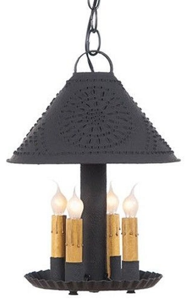 Britton Punched Tin Pendant Light Handcrafted 4 Candle Primitive Britton Punched Tin Pendant Light