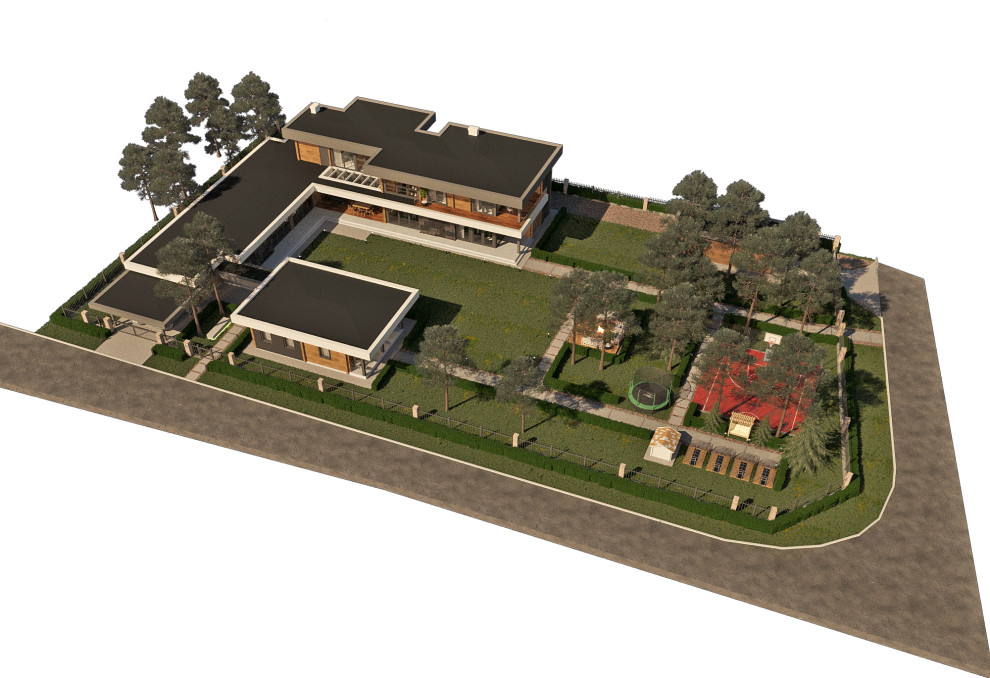 Проект дома из бруса в стиле минимализм