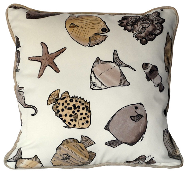 Nautical Tropical Fish Decorative Throw Pillow For Beach House