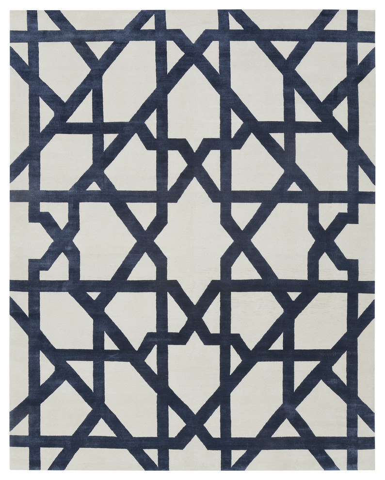 Contemporary Designs - blue and white geometric rug
