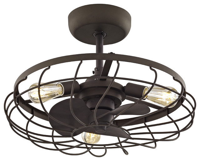 Santiago 3 Light Ceiling Fan Aged Bronze Industrial Santiago 3 Light Ceiling Fan Aged Bronze