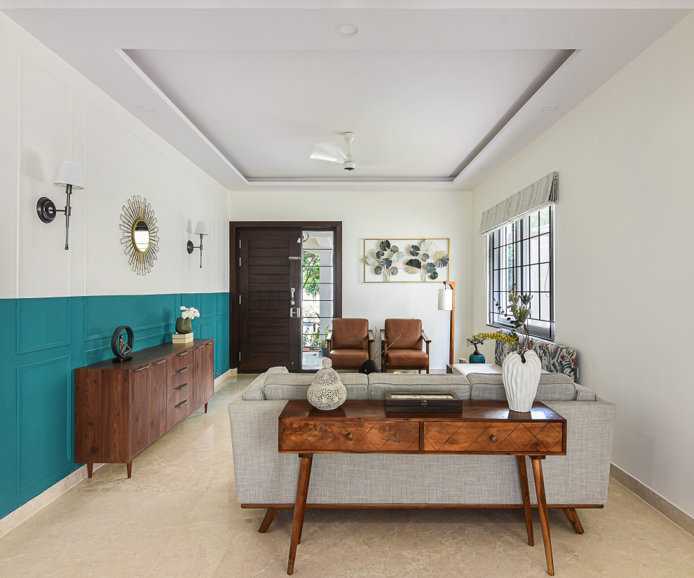 Design ideas for an eclectic living room in Bengaluru.