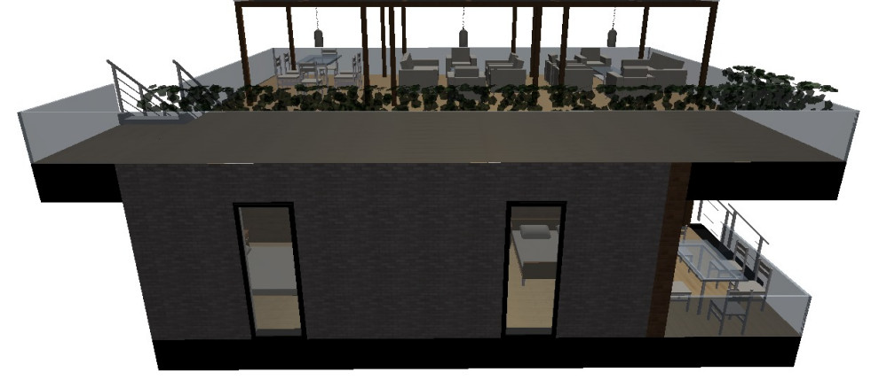 УЛЬТРАСОВРЕМЕННЫЙ КОТТЕДЖ  С ЭКСПЛУАТАЦИОННОЙ КРОВЛЕЙ.