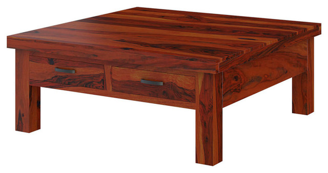 4 Drawers Square Coffee Table, Solid Wood Square Coffee Table Designs