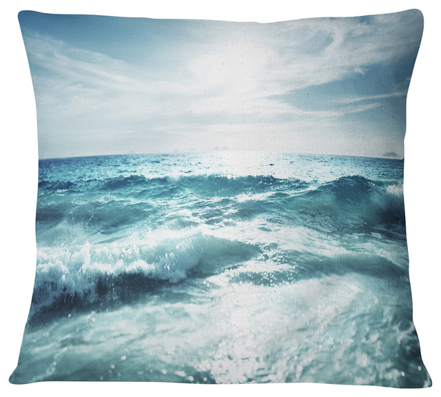 Seychelles Beach at Sunset Seascape Throw Pillow, 18"x18"