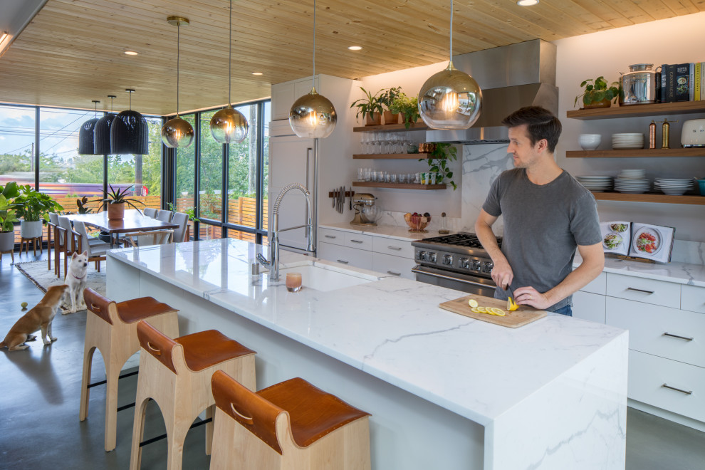 Example of a minimalist kitchen design in Seattle