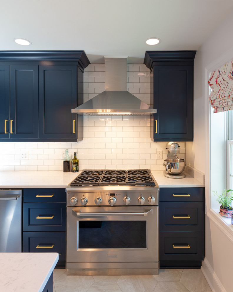 Polo Blue Cabinets & Floating Shelves - Kitchen - Richmond - by ...