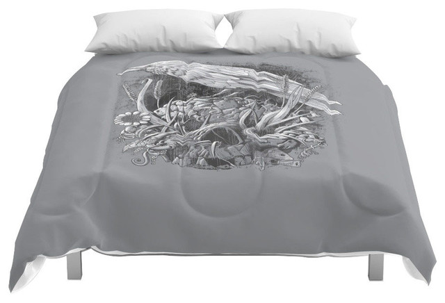 Society6 White Raven Comforter Contemporary Comforters And