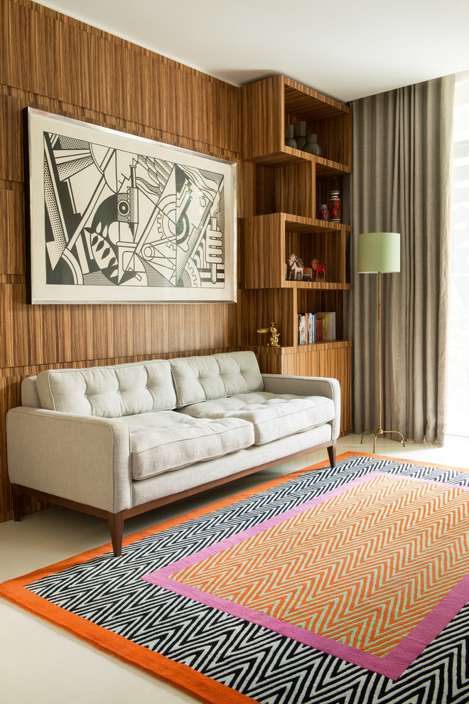 This is an example of a midcentury living room in London.