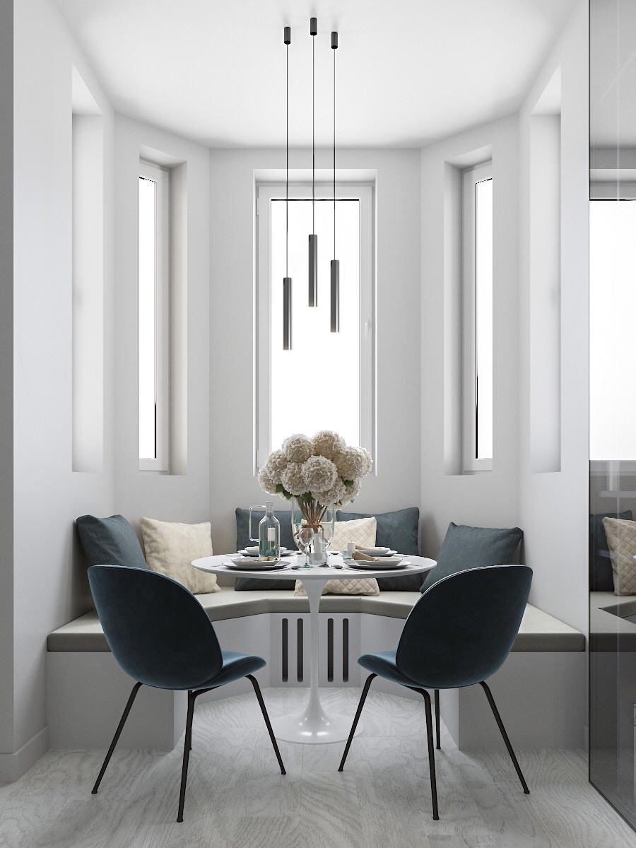 Обеденная зона в эркере