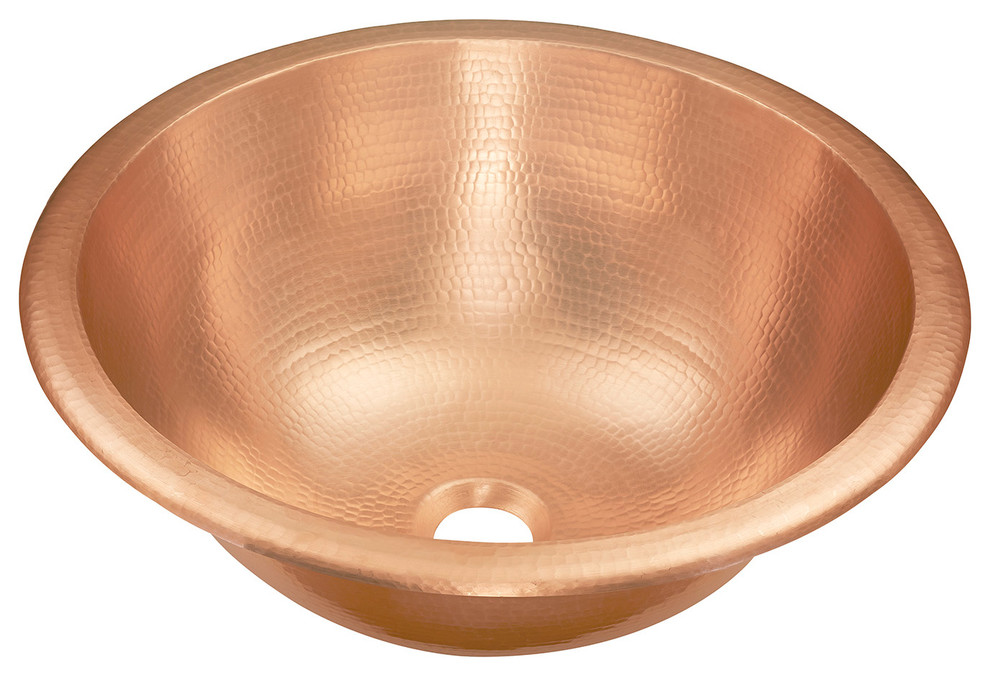 Born 16" Dual Mount Handmade Copper Bathroom Sink, Naked Finish