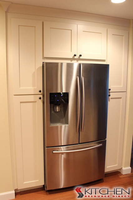 Large Pantry Area Around Refrigerator Transitional Kitchen