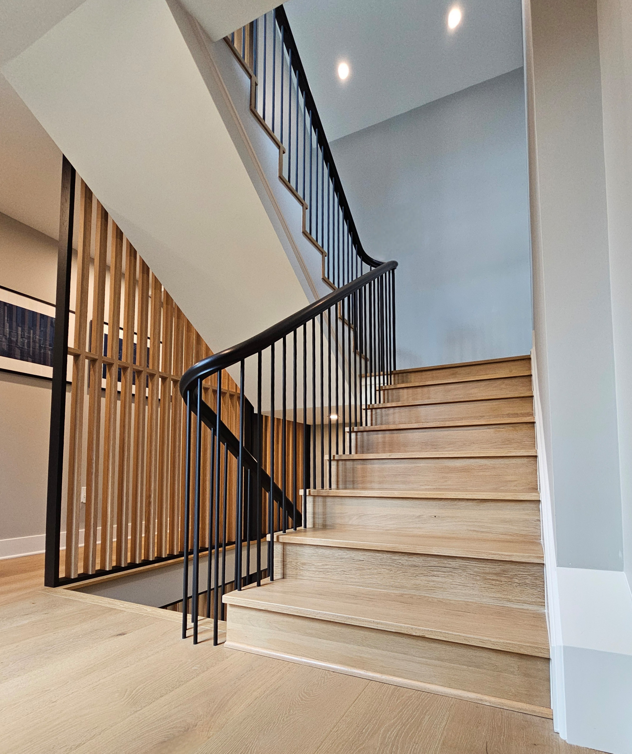 115_Stunning Continuous Rail System on 3 Story Floating Stairs; Arlington, VA 22