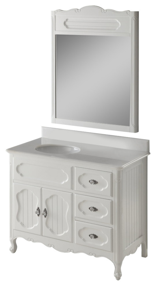 42" CottageStyle Wht Knoxville Bathroom Sink Vanity With Mirror