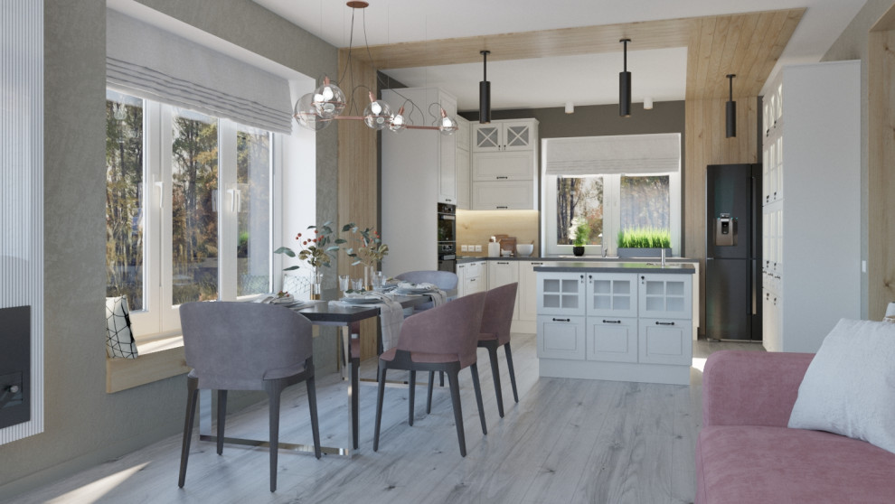 Кухня-гостиная и санузел КП Решетникова 2