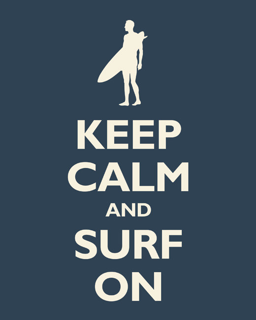 Keep Calm and Surf On, premium print (navy)