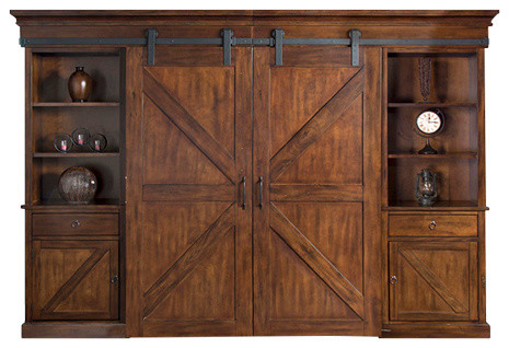 Prescott Barn Door Entertainment Wall Farmhouse Prescott Barn Door Entertainment Wall