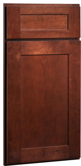 Dayton Cherry Russet Stained Wood Shaker Kitchen Cabinet Sample