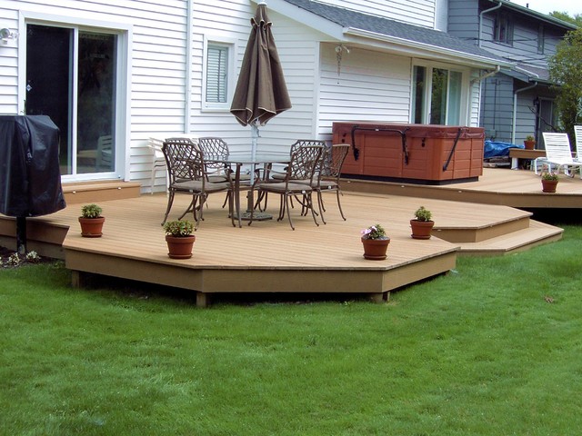 Bi Level Evergrain Composite Deck Located In Beachwood Ohio