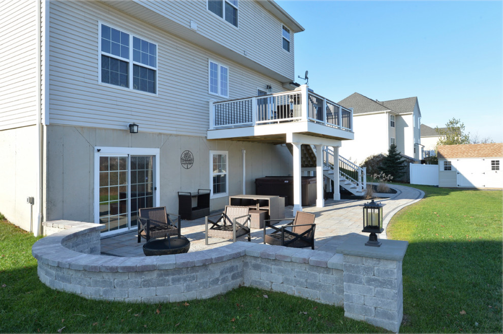 Two-Story Custom Deck with Fire Pit - Contemporary - Deck - New York ...
