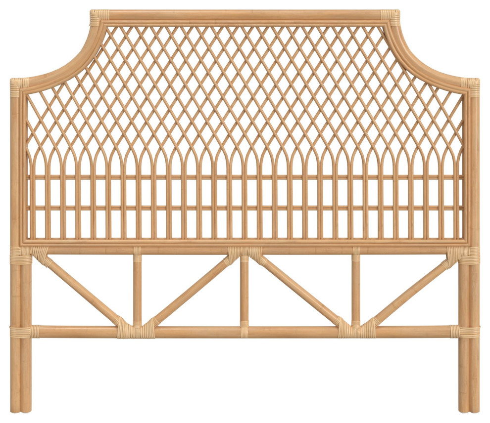 Nias Classic Rattan Headboard, Natural, Twin Size Tropical