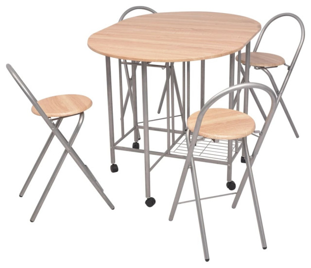 vidaXL Folding Dining Set Five Pieces MDF Black Collapsible Kitchen ...