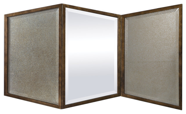 Geometric Deep Folded Squares Gold Wall Mirror 3 Dimensional Layered Luxe Art