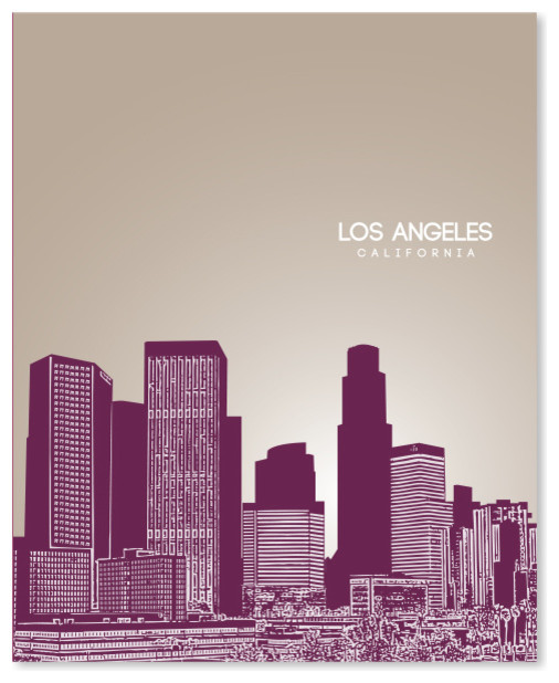 Los Angeles, California Skyline Poster Contemporary Prints And