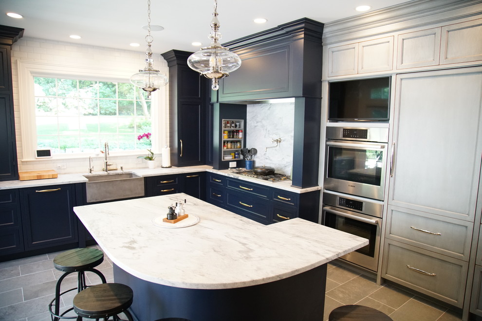 Example of a transitional kitchen design in Boston