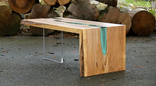 Live Edge Wood Coffee Table With Gl River