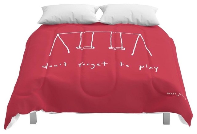 Don T Forget To Play Red Comforter Contemporary Comforters