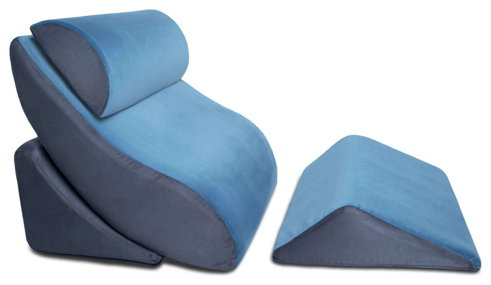 Kind Bed Orthopedic Support Wedge Pillow Comfort System, Blue/Gray