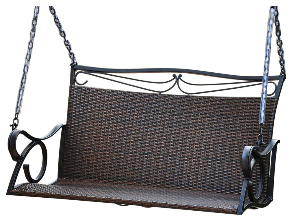 Valencia Resin Wicker/ Steel Hanging Loveseat Swing, Chocolate
