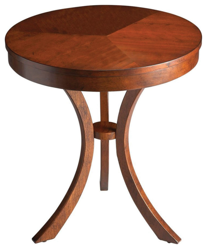 Offex Transitional Round Gerard Umber Side Table, Medium Brown