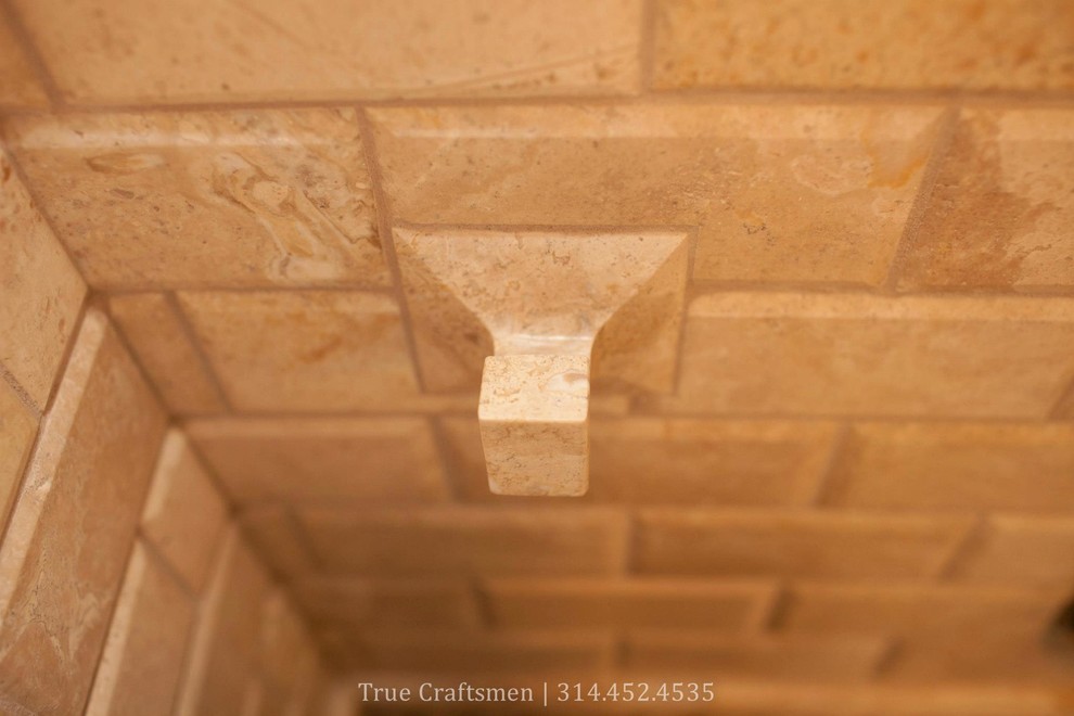 Beveled Durango Travertine with Emperador Dark Marble - Traditional ...
