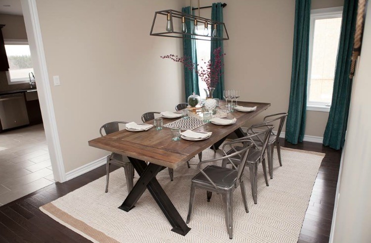 Great room - rustic dark wood floor great room idea