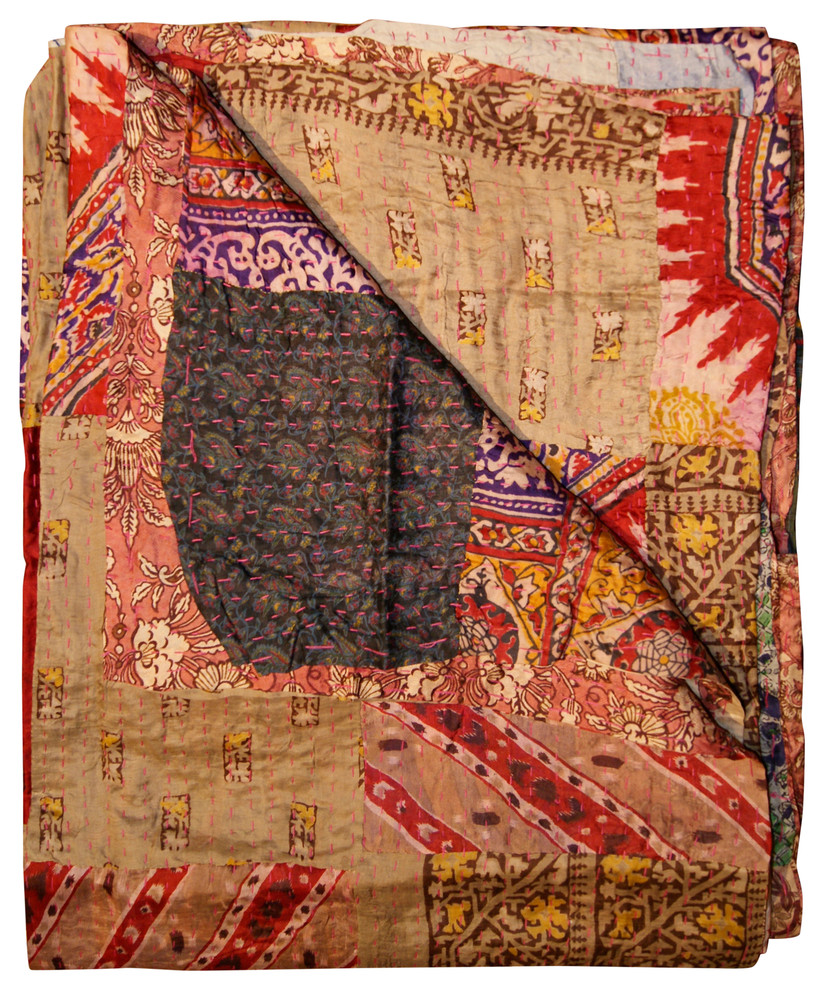 Kantha Silk Throw 50"x70" Mediterranean Throws by LIFESTYLE GROUP