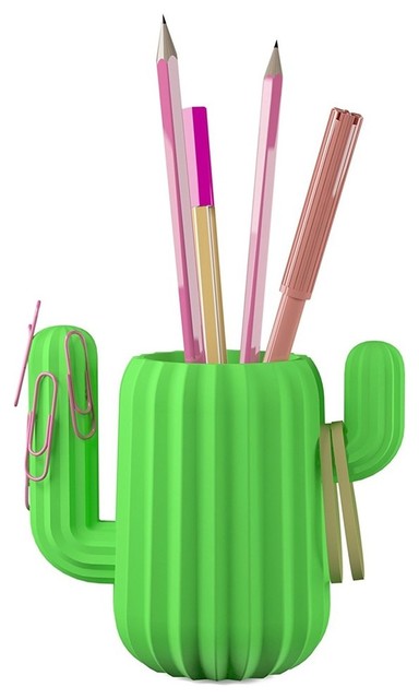 Green Cactus Pen Holder Magnetic Desktop Organizer Southwestern