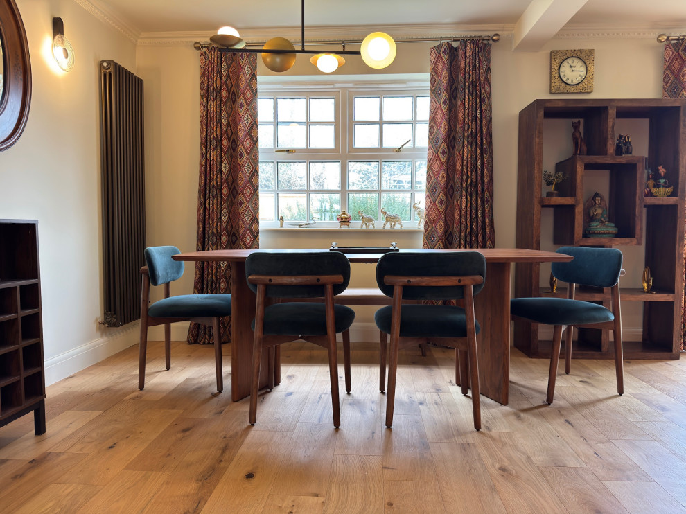 Bold and ethnic Transitional style Living/Dining room