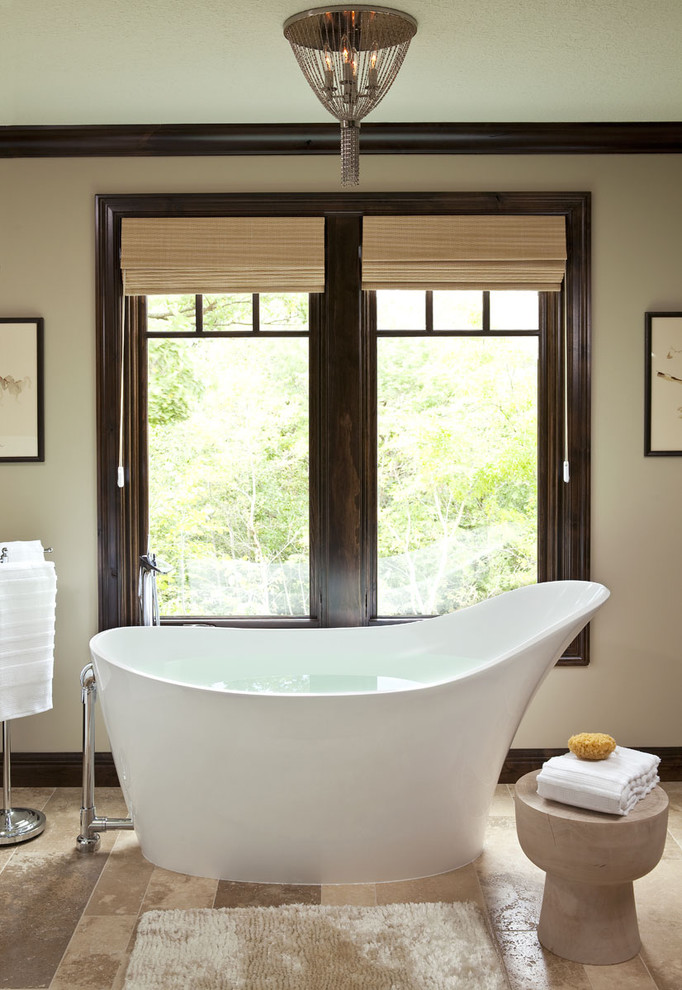 Transitional bathroom in Minneapolis with a freestanding tub.