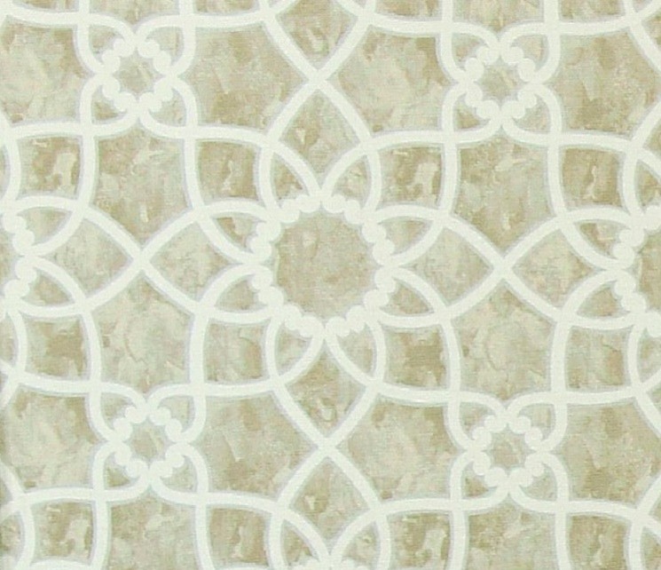 Brown Gray Tile Fabric Trellis Scroll Watercolor, Standard Cut