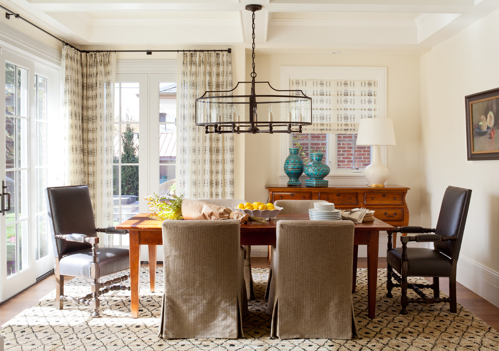 Design ideas for a traditional dining room in Denver with beige walls.