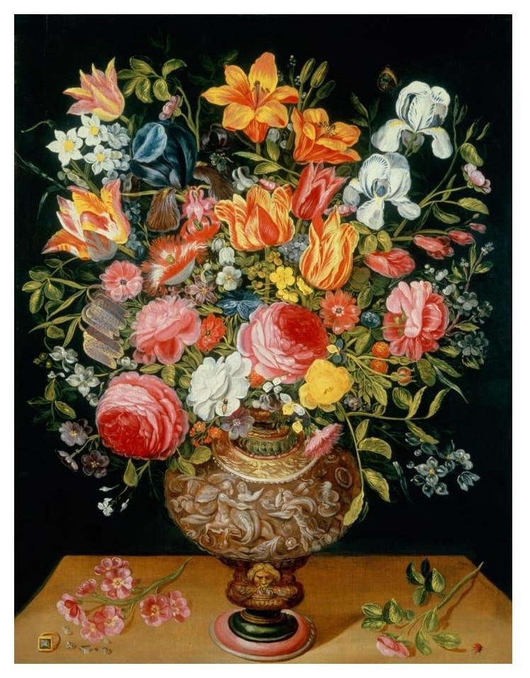 "Roses Tulips Narcissi Irises and Other Flowers" Paper Art, 19"x24