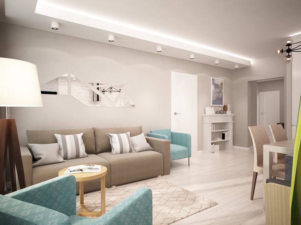 ЖК Акварели. Современный и светлый дизайн проект трехкомнатной квартиры.