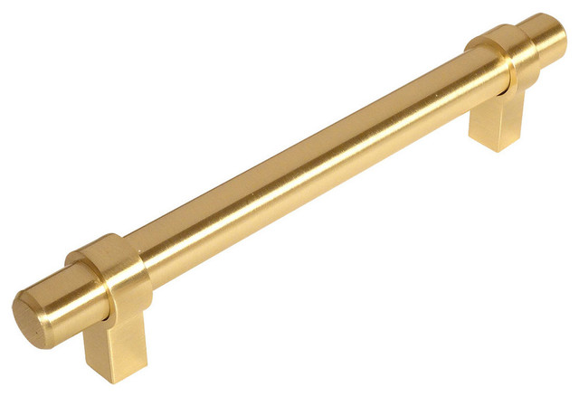 Cosmas 161-128BB Brushed Brass 5” CTC Solid Metal - Euro Bar Pull [5 PACK]