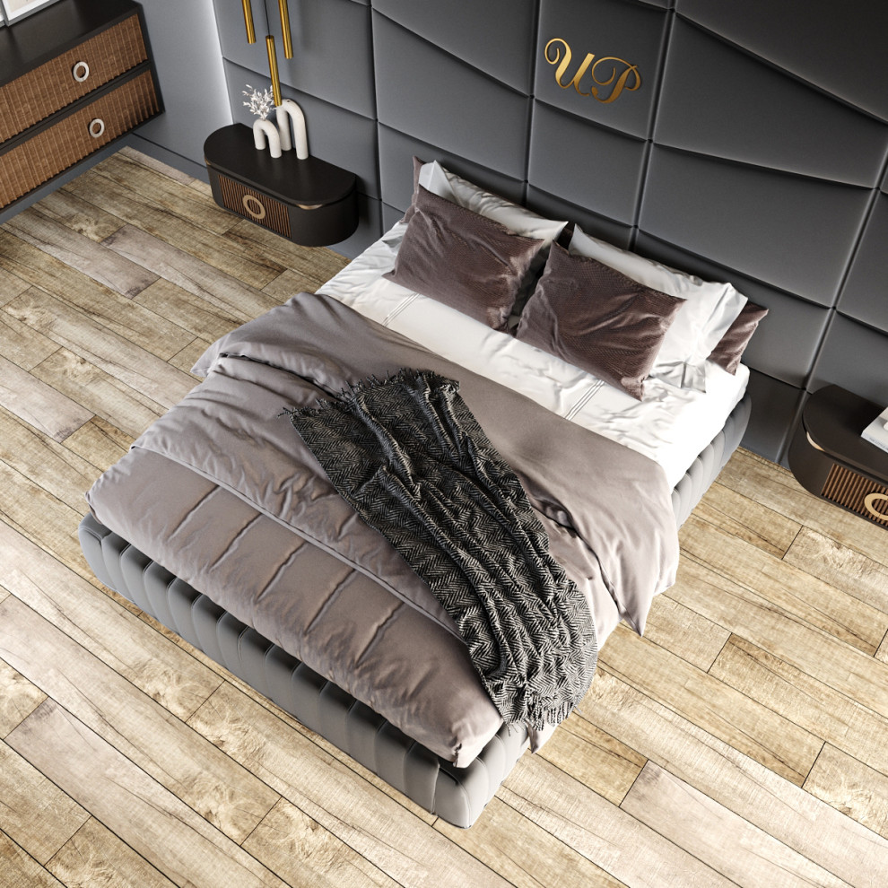 Современные оттенки серого и уютного дерева)