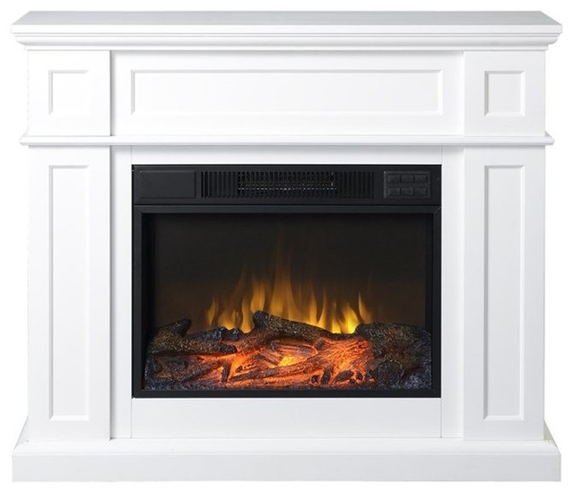 Homestar 41 Wide Electric Fireplace Mantel White Transitional Homestar 41 Wide Electric Fireplace Mantel White